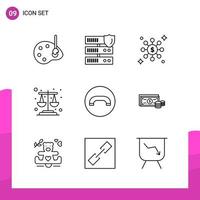 Outline Icon set Pack of 9 Line Icons isolated on White Background for responsive Website Design Print and Mobile Applications vector