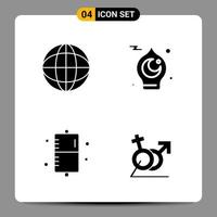 4 Black Icon Pack Glyph Symbols Signs for Responsive designs on white background 4 Icons Set vector