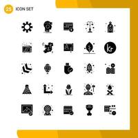 Set of 25 Modern UI Icons Symbols Signs for park light calendar elements time Editable Vector Design Elements