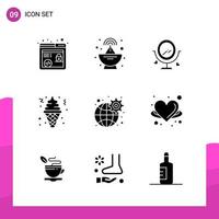 Glyph Icon set Pack of 9 Solid Icons isolated on White Background for responsive Website Design Print and Mobile Applications vector