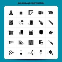 sólido 25 edificio y conjunto de iconos de construcción diseño de estilo de glifo vectorial conjunto de iconos negros diseño de ideas de negocios web y móvil ilustración vectorial vector