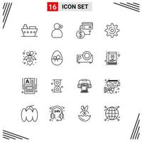 16 Icons Line Style Grid Based Creative Outline Symbols for Website Design Simple Line Icon Signs Isolated on White Background 16 Icon Set vector