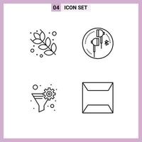 conjunto de 4 iconos de interfaz de usuario modernos símbolos signos para hornear filtro auriculares bluetooth engranaje filtro elementos de diseño vectorial editables vector