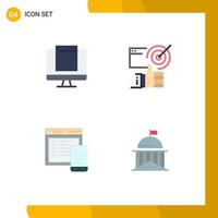 conjunto de pictogramas de 4 iconos planos simples de computadora hasta imac diseño logrado elementos de diseño vectorial editables vector