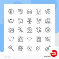 Modern Pack of 25 Icons Line Outline Symbols isolated on White Backgound for Website designing vector