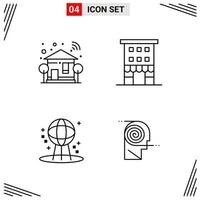 4 Icons Line Style Grid Based Creative Outline Symbols for Website Design Simple Line Icon Signs Isolated on White Background 4 Icon Set vector