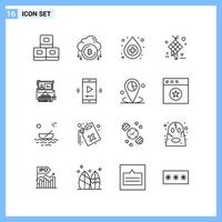 16 Icons Line style Creative Outline Symbols Black Line Icon Sign Isolated on White Background vector