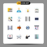 Universal Icon Symbols Group of 16 Modern Flat Colors of park marketing art seo tube Editable Pack of Creative Vector Design Elements