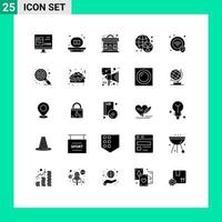 Modern Set of 25 Solid Glyphs Pictograph of protection waste soap radioactive party Editable Vector Design Elements