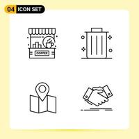 4 Creative Icons for Modern website design and responsive mobile apps 4 Outline Symbols Signs on White Background 4 Icon Pack vector