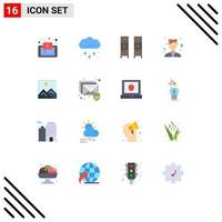 16 Universal Flat Color Signs Symbols of female avatar rainy wardrobe interior Editable Pack of Creative Vector Design Elements