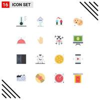 conjunto de 16 iconos de interfaz de usuario modernos signos de símbolos para pruebas de comida de fiesta pan boy paquete editable de elementos creativos de diseño de vectores