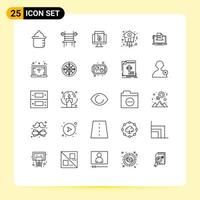 Set of 25 Modern UI Icons Symbols Signs for time time payment clock website Editable Vector Design Elements