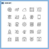 Pictogram Set of 25 Simple Lines of food box shop layout cloudy Editable Vector Design Elements