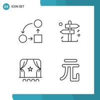 Vector Pack of 4 Outline Symbols Line Style Icon Set on White Background for Web and Mobile