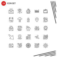 Pack of 25 Modern Lines Signs and Symbols for Web Print Media such as credit card wallet love down line Editable Vector Design Elements