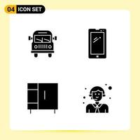 4 Creative Icons for Modern website design and responsive mobile apps 4 Glyph Symbols Signs on White Background 4 Icon Pack vector