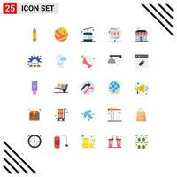 Universal Icon Symbols Group of 25 Modern Flat Colors of shop recreation gondola game athletics Editable Vector Design Elements