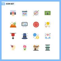 User Interface Pack of 16 Basic Flat Colors of security hat healthcare money cash Editable Pack of Creative Vector Design Elements