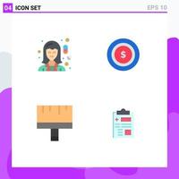 4 User Interface Flat Icon Pack of modern Signs and Symbols of chemist brush pharmacy dollar tools Editable Vector Design Elements