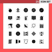 Modern Set of 25 Solid Glyphs Pictograph of contact us clock virus call technology Editable Vector Design Elements