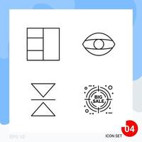 Modern Pack of 4 Icons Line Outline Symbols isolated on White Backgound for Website designing vector