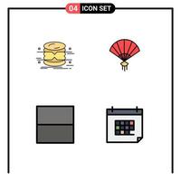 Set of 4 Modern UI Icons Symbols Signs for database grid infographics hand appointment Editable Vector Design Elements