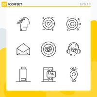 colección de 9 iconos de línea universal conjunto de iconos para web y móvil vector