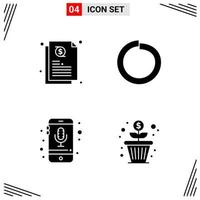 4 Icons Solid Style Grid Based Creative Glyph Symbols for Website Design Simple Solid Icon Signs Isolated on White Background 4 Icon Set vector