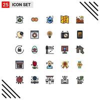 conjunto de 25 iconos modernos de la interfaz de usuario signos de símbolos para la navegación de la base de datos hombre mapa ecología elementos de diseño vectorial editables vector