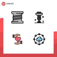 4 Filledline Flat Color concept for Websites Mobile and Apps bobbin give baking cupsakes favorite Editable Vector Design Elements