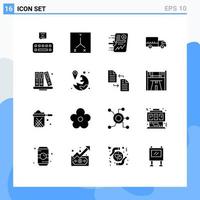 Modern Set of 16 Solid Glyphs Pictograph of education back to school report truck logistics Editable Vector Design Elements