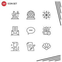 9 Thematic Vector Outlines and Editable Symbols of letter envelope distribution email payments Editable Vector Design Elements