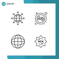 Vector Pack of 4 Outline Symbols Line Style Icon Set on White Background for Web and Mobile