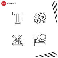 Stock Vector Icon Pack of 4 Line Signs and Symbols for type spring word investment bed Editable Vector Design Elements