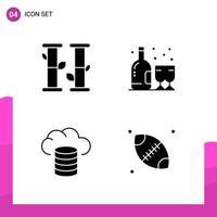 Glyph Icon set Pack of 4 Solid Icons isolated on White Background for responsive Website Design Print and Mobile Applications vector