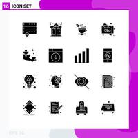 Set of 16 Modern UI Icons Symbols Signs for web canada cup map greeting card Editable Vector Design Elements