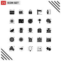 25 Solid Glyph concept for Websites Mobile and Apps employee scythe lock holiday heart lock Editable Vector Design Elements