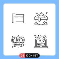 4 Line Black Icon Pack Outline Symbols for Mobile Apps isolated on white background 4 Icons Set vector