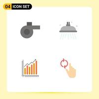 Set of 4 Vector Flat Icons on Grid for sport marketing park analytics trends Editable Vector Design Elements