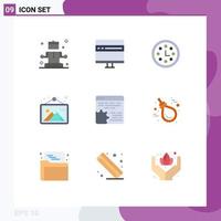 9 Thematic Vector Flat Colors and Editable Symbols of code frame achievement photo gallery Editable Vector Design Elements