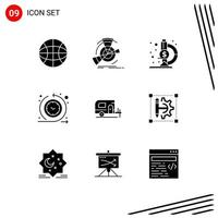 9 Universal Solid Glyphs Set for Web and Mobile Applications spring car laboratory time process regular Editable Vector Design Elements