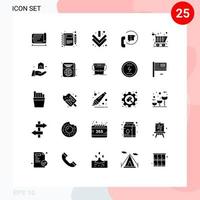 Set of 25 Commercial Solid Glyphs pack for cart phone pen help communication Editable Vector Design Elements