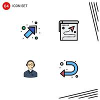 Pictogram Set of 4 Simple Filledline Flat Colors of arrow business map destination customer Editable Vector Design Elements