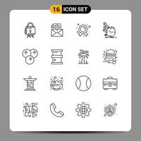 Outline Pack of 16 Universal Symbols of research of integration inspection education Editable Vector Design Elements