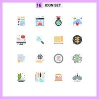 Pack of 16 Modern Flat Colors Signs and Symbols for Web Print Media such as display protection chart lock environment Editable Pack of Creative Vector Design Elements