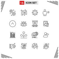 16 Universal Outlines Set for Web and Mobile Applications louck circle setting arrow energy Editable Vector Design Elements