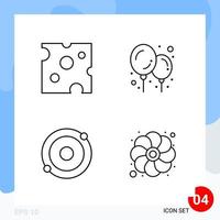 Modern Pack of 4 Icons Line Outline Symbols isolated on White Backgound for Website designing vector