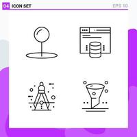 Set of 4 icons in Line style Creative Outline Symbols for Website Design and Mobile Apps Simple Line Icon Sign Isolated on White Background 4 Icons vector