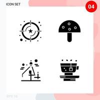 Vector Pack of 4 Icons in Solid Style Creative Glyph Pack isolated on White Background for Web and Mobile